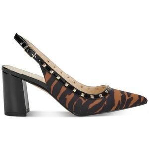 MARC FISHER tiger animal print textil block kitten pump heel size 9
